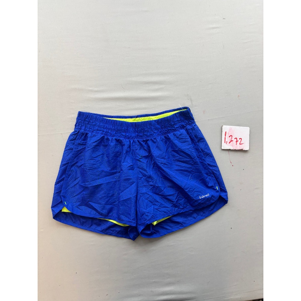 Hind Womens Running Shorts Blue Neon Green Liner Perforated Athletic Size M